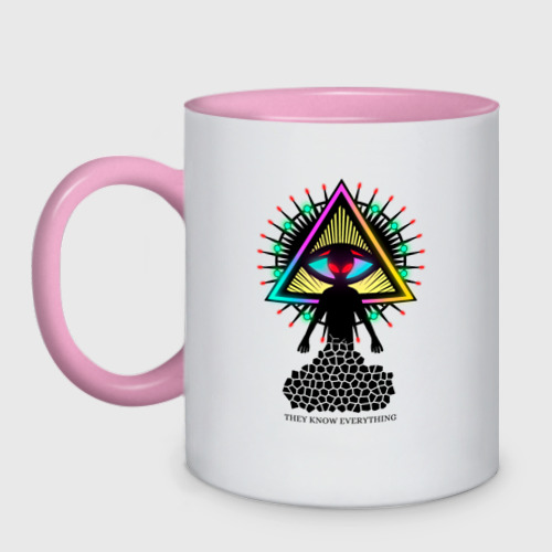 Кружка двухцветная Neon alien.The all-seeing eye, цвет белый + розовый