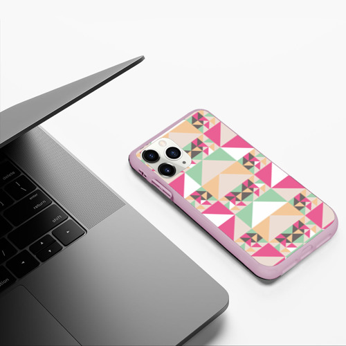 Чехол для iPhone 11 Pro матовый Геометрическая иллюзия, цвет розовый - фото 5