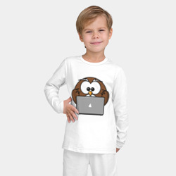 Детская пижама с лонгсливом хлопок Сова с ноутбуком - фото 2