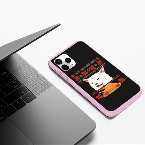 Чехол для iPhone 11 Pro Max матовый Woman Yelling at Cat, цвет розовый - фото 5