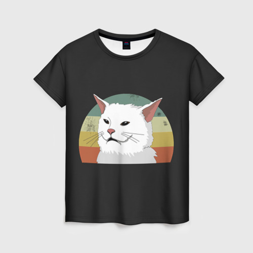 Женская футболка 3D с принтом Woman Yelling at Cat, вид спереди #2
