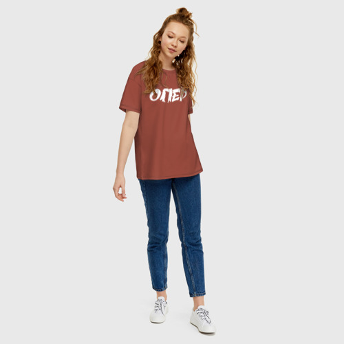 Женская футболка хлопок Oversize Опер, цвет кирпичный - фото 5