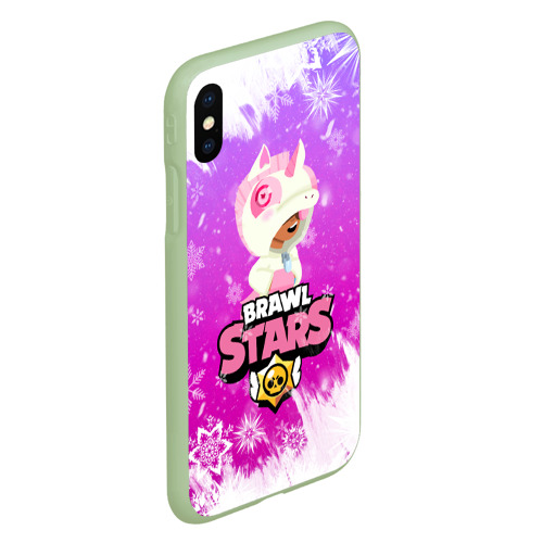 Чехол для iPhone XS Max матовый Brawl Stars Leon Unicorn, цвет салатовый - фото 3