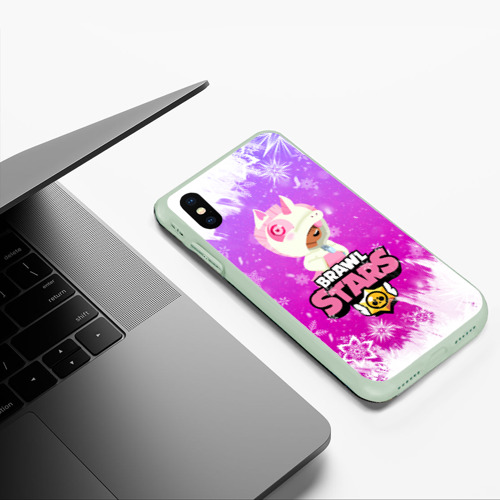 Чехол для iPhone XS Max матовый Brawl Stars Leon Unicorn, цвет салатовый - фото 5