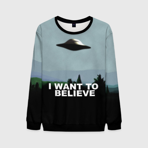 Мужской свитшот 3D I want to believe, цвет черный