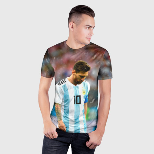 Мужская футболка 3D Slim Месси Аргентина, цвет 3D печать - фото 3