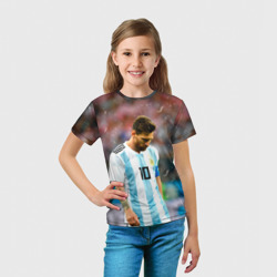 Футболка с принтом Месси Аргентина для ребенка, вид на модели спереди №3. Цвет основы: белый