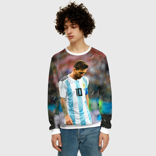 Мужской свитшот 3D Месси Аргентина, цвет белый - фото 3