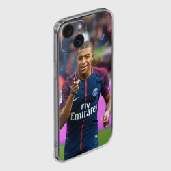 Чехол для iPhone 15 силиконовый с защитой камеры Килиан Мбаппе - фото 2