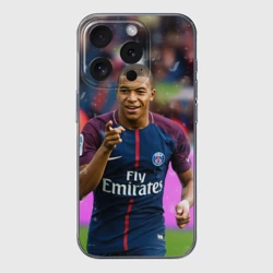 Чехол для iPhone 15 Pro силиконовый с защитой камеры Килиан Мбаппе