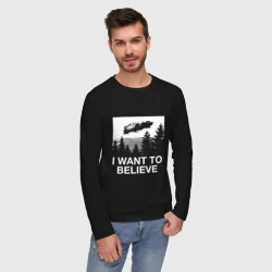 Мужской лонгслив хлопок I want to believe - DeLorean DMC-12 летающий - фото 2