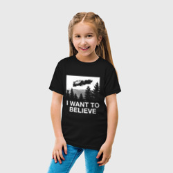 Светящаяся детская футболка I want to believe - DeLorean DMC-12 летающий - фото 2