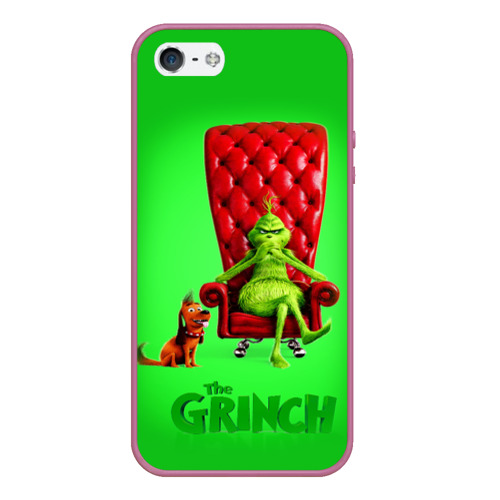 Чехол для iPhone 5/5S матовый The Grinch, цвет розовый