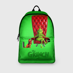 Рюкзак с принтом The Grinch для любого человека, вид спереди №3. Цвет основы: белый