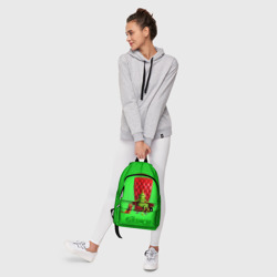 Рюкзак с принтом The Grinch для любого человека, вид спереди №6. Цвет основы: белый