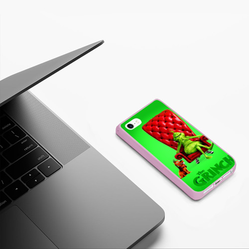 Чехол для iPhone 5/5S матовый The Grinch, цвет розовый - фото 5