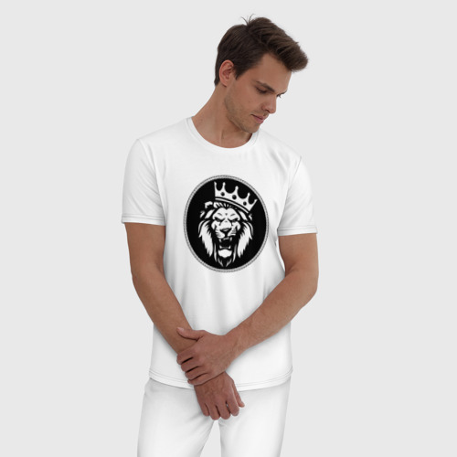 Мужская пижама хлопок Король Лев, цвет белый - фото 3