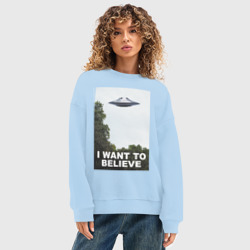Женский свитшот oversize без начеса хлопок I want to believe - фото 2