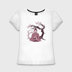 Женская футболка хлопок Slim Будда Сакура