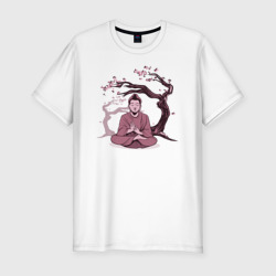 Мужская футболка хлопок Slim Будда Сакура
