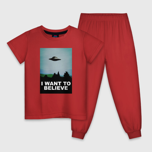 Детская пижама хлопок I want to believe хочу верить, цвет красный
