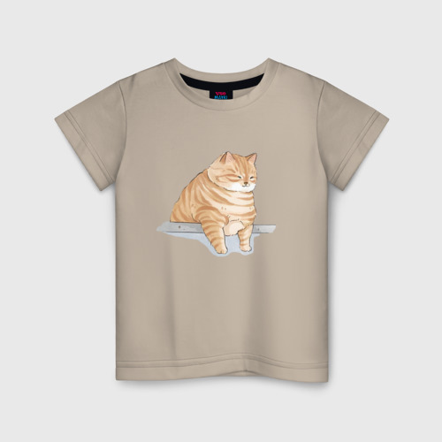 Детская футболка хлопок Толстый Кот, цвет миндальный