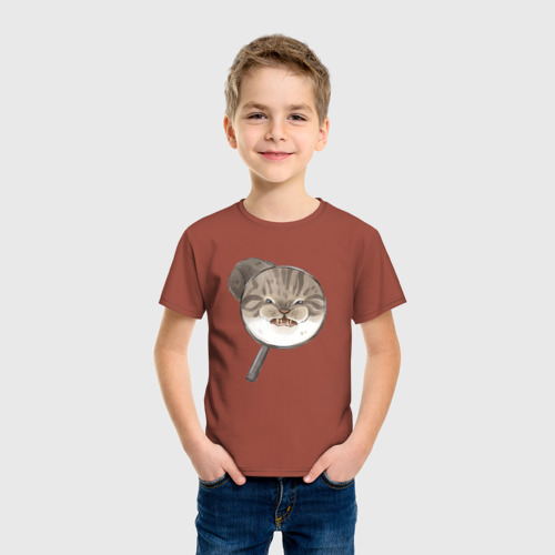 Детская футболка хлопок с принтом Злой Кот, фото на моделе #1
