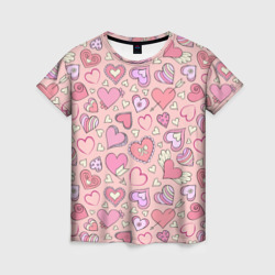 Женская футболка 3D Сердечки