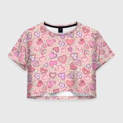 Женская футболка Crop-top 3D Сердечки