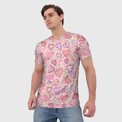 Мужская футболка 3D Сердечки - фото 2