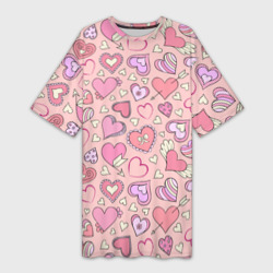 Платье-футболка 3D Сердечки