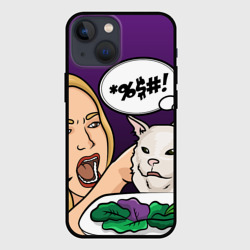 Чехол для iPhone 13 mini Woman yelling at a cat