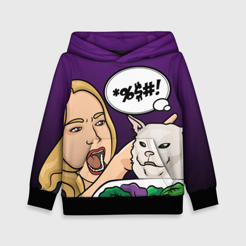 Детская толстовка 3D Woman yelling at a cat, цвет черный