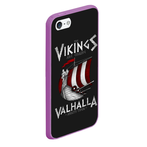 Чехол для iPhone 5/5S матовый Vikings Valhalla, цвет фиолетовый - фото 3