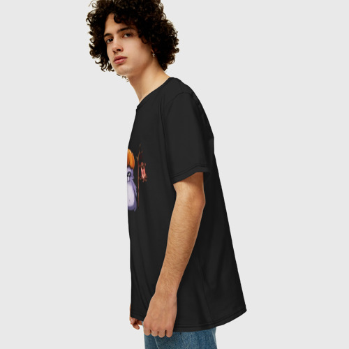 Мужская футболка хлопок Oversize с принтом Енот, вид сбоку #3