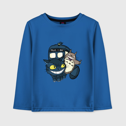 Детский лонгслив хлопок Tardis Totoro, цвет синий