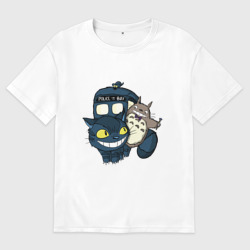 Женская футболка хлопок Oversize Tardis Totoro