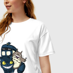 Женская футболка хлопок Oversize Tardis Totoro - фото 2