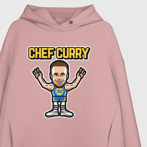 Женское худи Oversize хлопок Chef Curry, цвет пыльно-розовый - фото 3