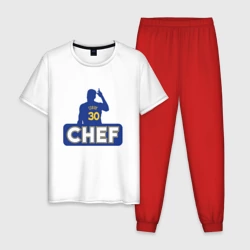 Мужская пижама с белой футболкой хлопок Curry