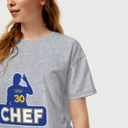 Женская футболка хлопок Oversize Curry - фото 2