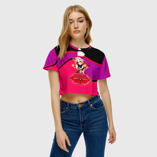 Женская футболка Crop-top 3D Hazbin Hotel, цвет 3D печать - фото 4