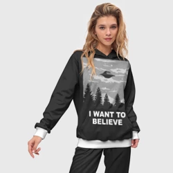 Женский костюм с толстовкой 3D I want to believe - фото 2