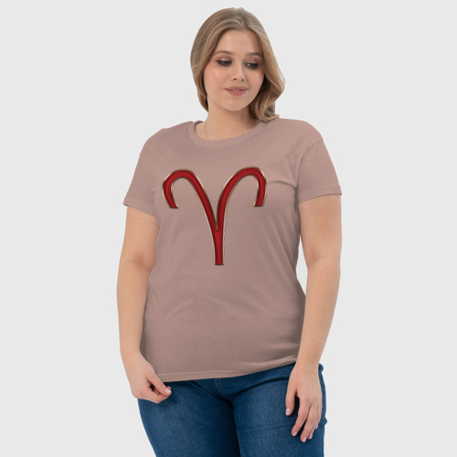 Женская футболка хлопок Овен (Aries), цвет пыльно-розовый - фото 6