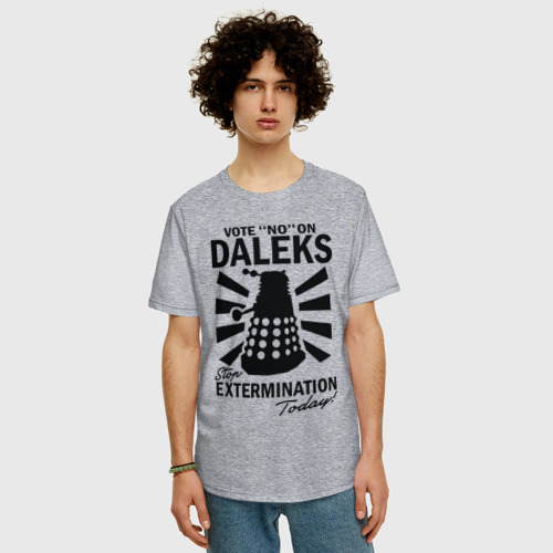 Мужская футболка хлопок Oversize с принтом Доктор Кто, Далеки, фото на моделе #1