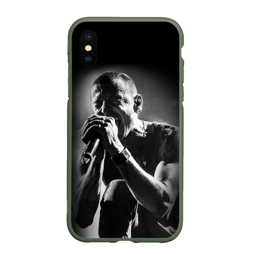 Чехол для iPhone XS Max матовый Chester Bennington Linkin Park, цвет темно-зеленый