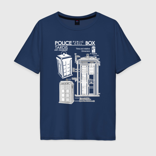 Мужская футболка из хлопка оверсайз с принтом Доктор Кто, ТАРДИС, вид спереди №1