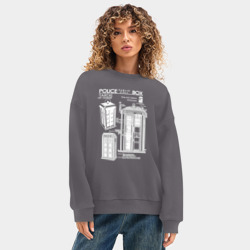 Женский свитшот oversize без начеса хлопок Доктор Кто, ТАРДИС - фото 2