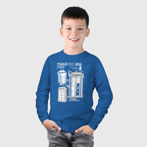 Детский лонгслив хлопок Доктор Кто, ТАРДИС, цвет синий - фото 3