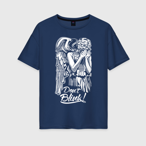 Женская футболка из хлопка оверсайз с принтом Don't Blink, Доктор Кто, вид спереди №1